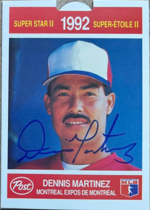 デニス・マルティネス サイン入り 1992 年 ポストカナダ ベースボールカード - モントリオール エクスポズ