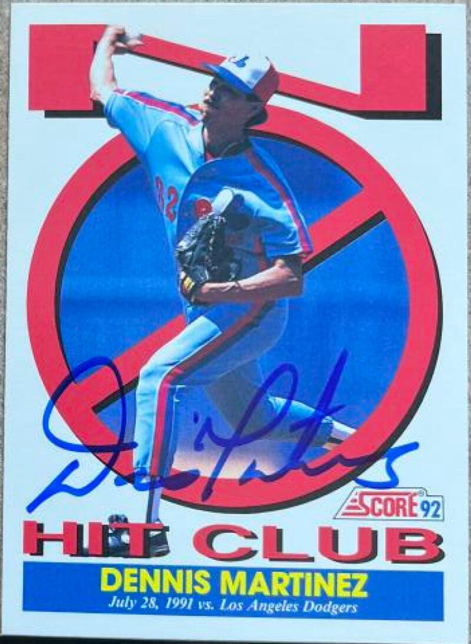 Dennis Martinez Signed 1992 Score Baseball Card - Montreal Expos #784