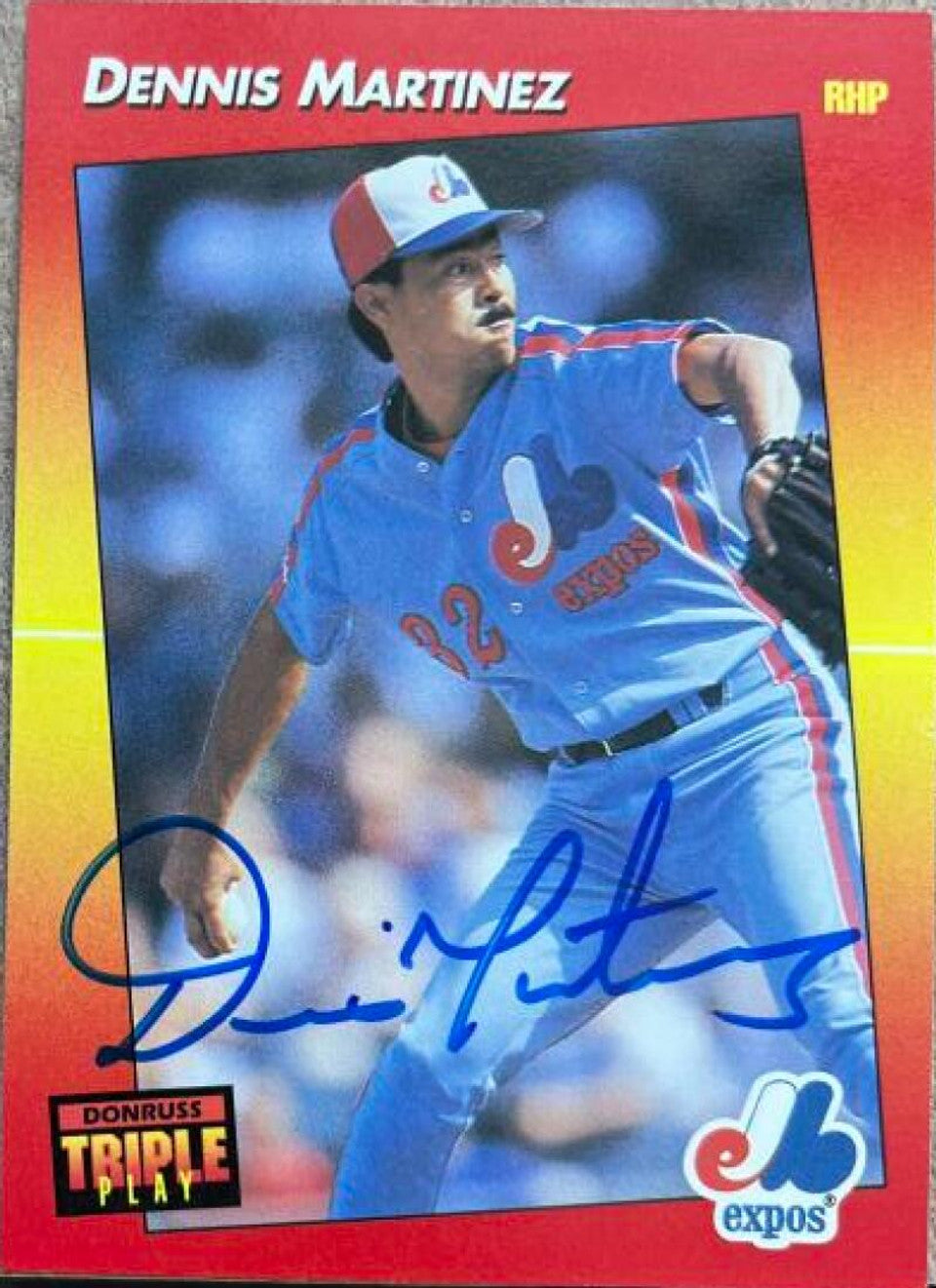 Dennis Martinez Signed 1992 Triple Play Baseball Card - Montreal Expos