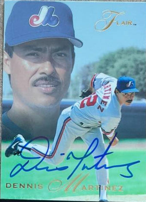 Dennis Martinez Signed 1993 Flair Baseball Card - Montreal Expos