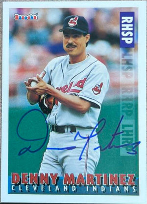 Dennis Martinez Signed 1995 Bazooka Baseball Card - Cleveland Indians