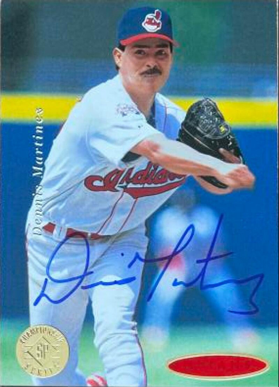 Dennis Martinez Signed 1995 SP Championship Baseball Card - Cleveland Indians