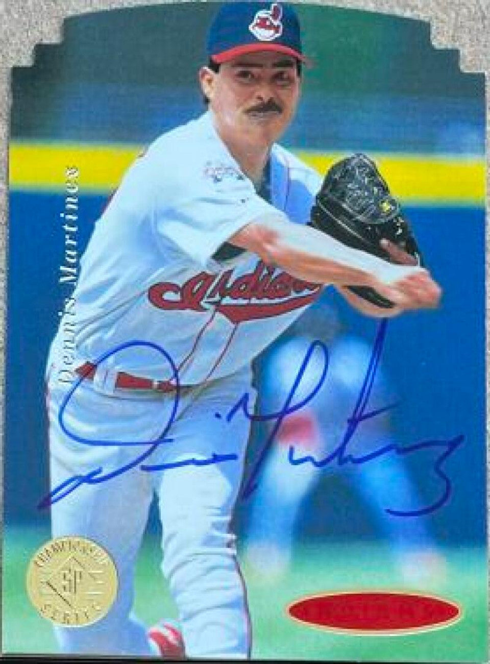 Dennis Martinez Signed 1995 SP Championship Die Cuts Baseball Card - Cleveland Indians