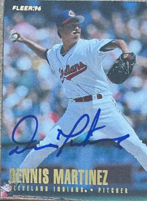 Dennis Martinez Signed 1996 Fleer Baseball Card - Cleveland Indians