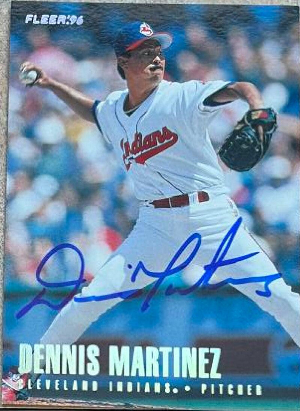 Dennis Martinez Signed 1996 Fleer Tiffany Baseball Card - Cleveland Indians