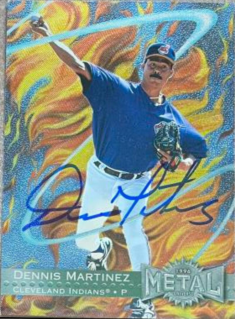 Dennis Martinez Signed 1996 Metal Universe Baseball Card - Cleveland Indians