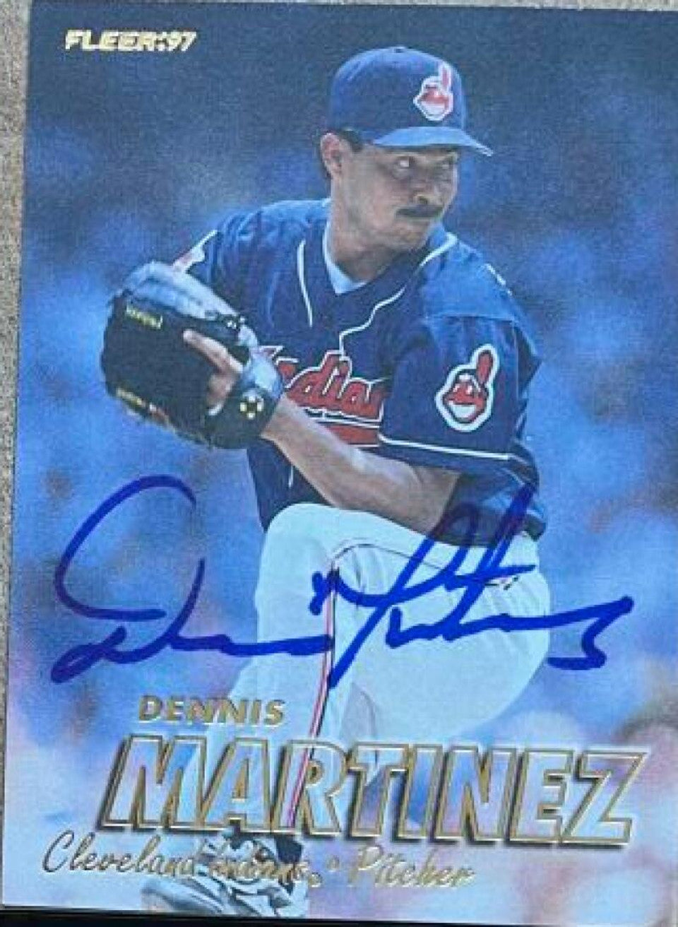 Dennis Martinez Signed 1997 Fleer Baseball Card - Cleveland Indians