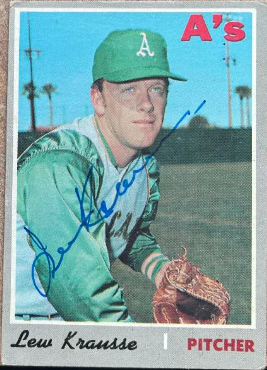 Lew Krausse Signed 1970 Topps Baseball Card - Oakland A's