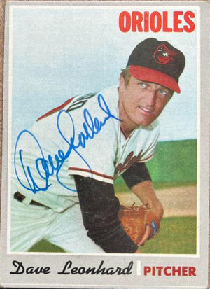 Dave Leonhard Signed 1970 Topps Baseball Card - Baltimore Orioles