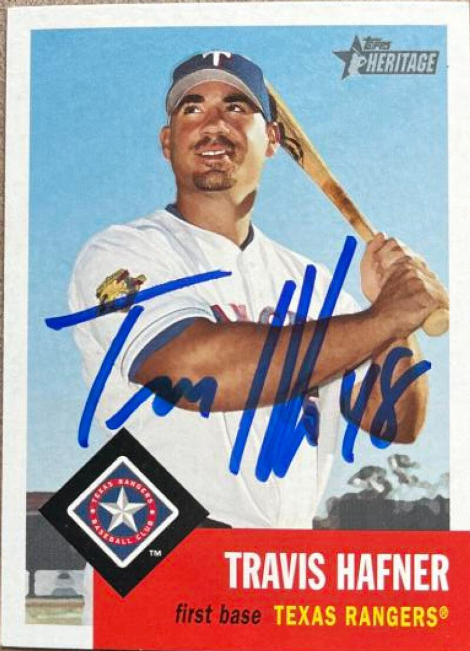 Travis Hafner Signed 2002 Bowman Heritage Baseball Card - Texas Rangers