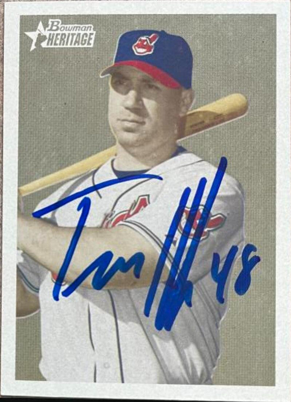 Travis Hafner Signed 2006 Bowman Heritage Baseball Card - Cleveland Indians