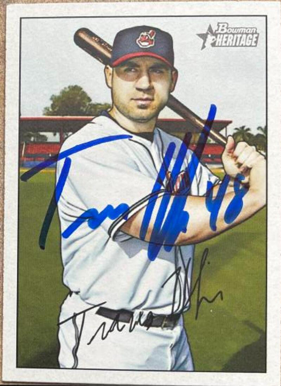 Travis Hafner Signed 2007 Bowman Heritage Baseball Card - Cleveland Indians