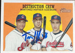 Travis Hafner Signed 2008 Topps Heritage Destruction Crew Baseball Card - Cleveland Indians