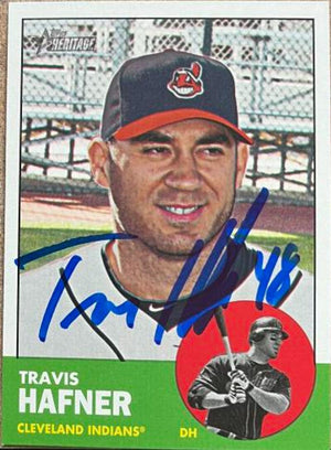 Travis Hafner Signed 2012 Topps Heritage Baseball Card - Cleveland Indians