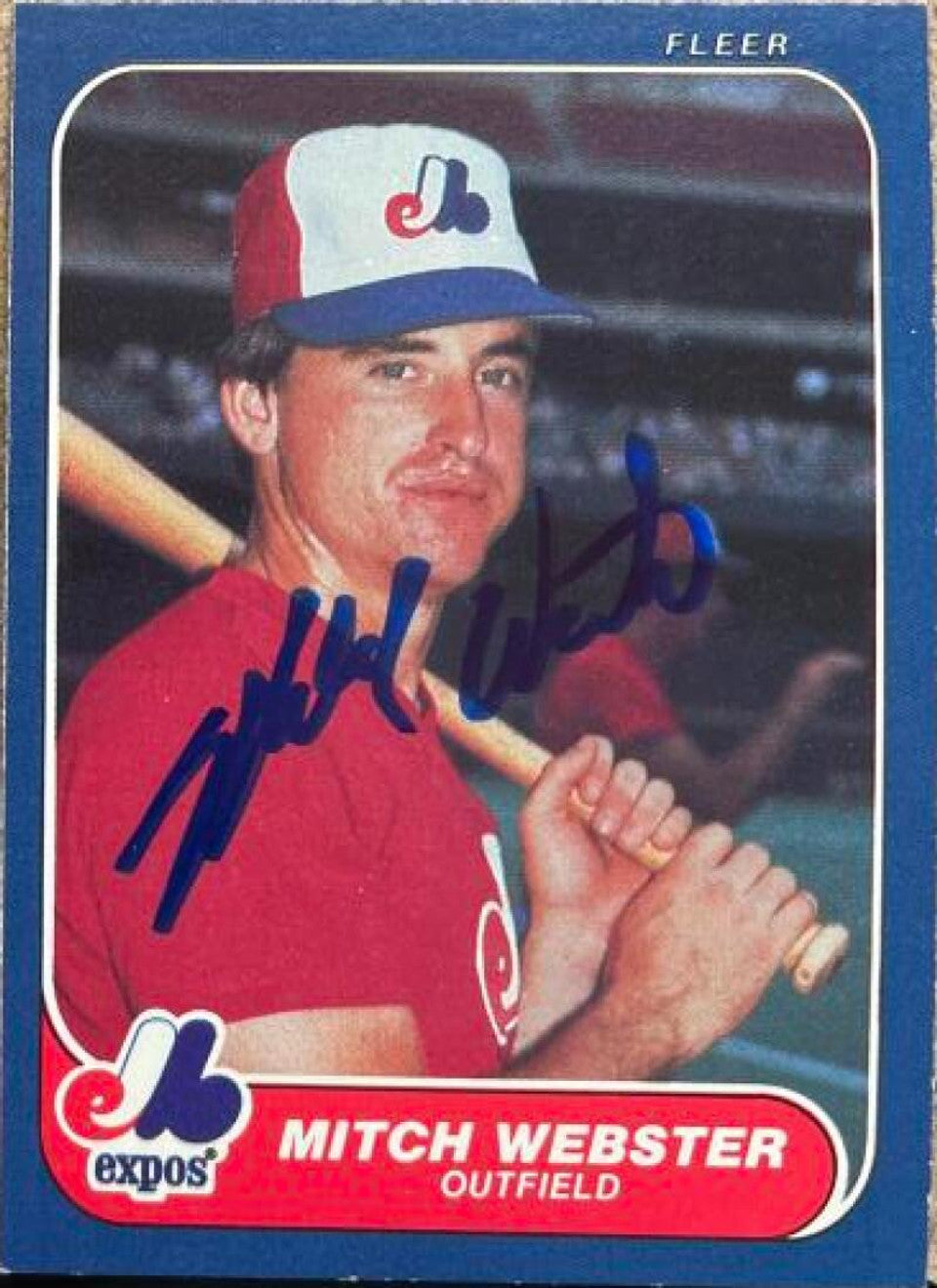 Mitch Webster Signed 1986 Fleer Baseball Card - Montreal Expos