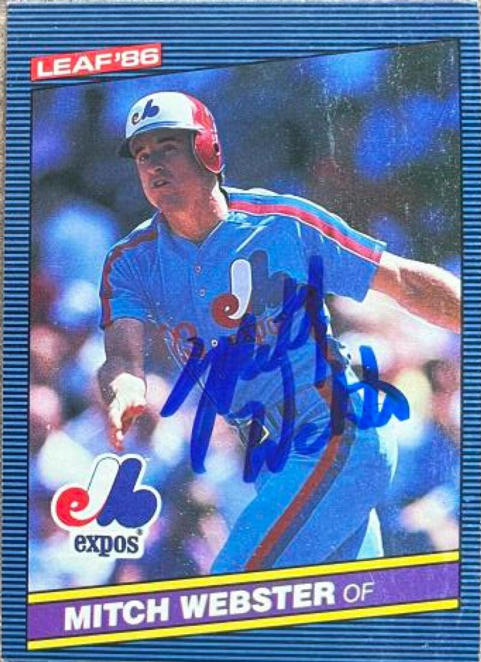 Mitch Webster Signed 1986 Leaf Baseball Card - Montreal Expos