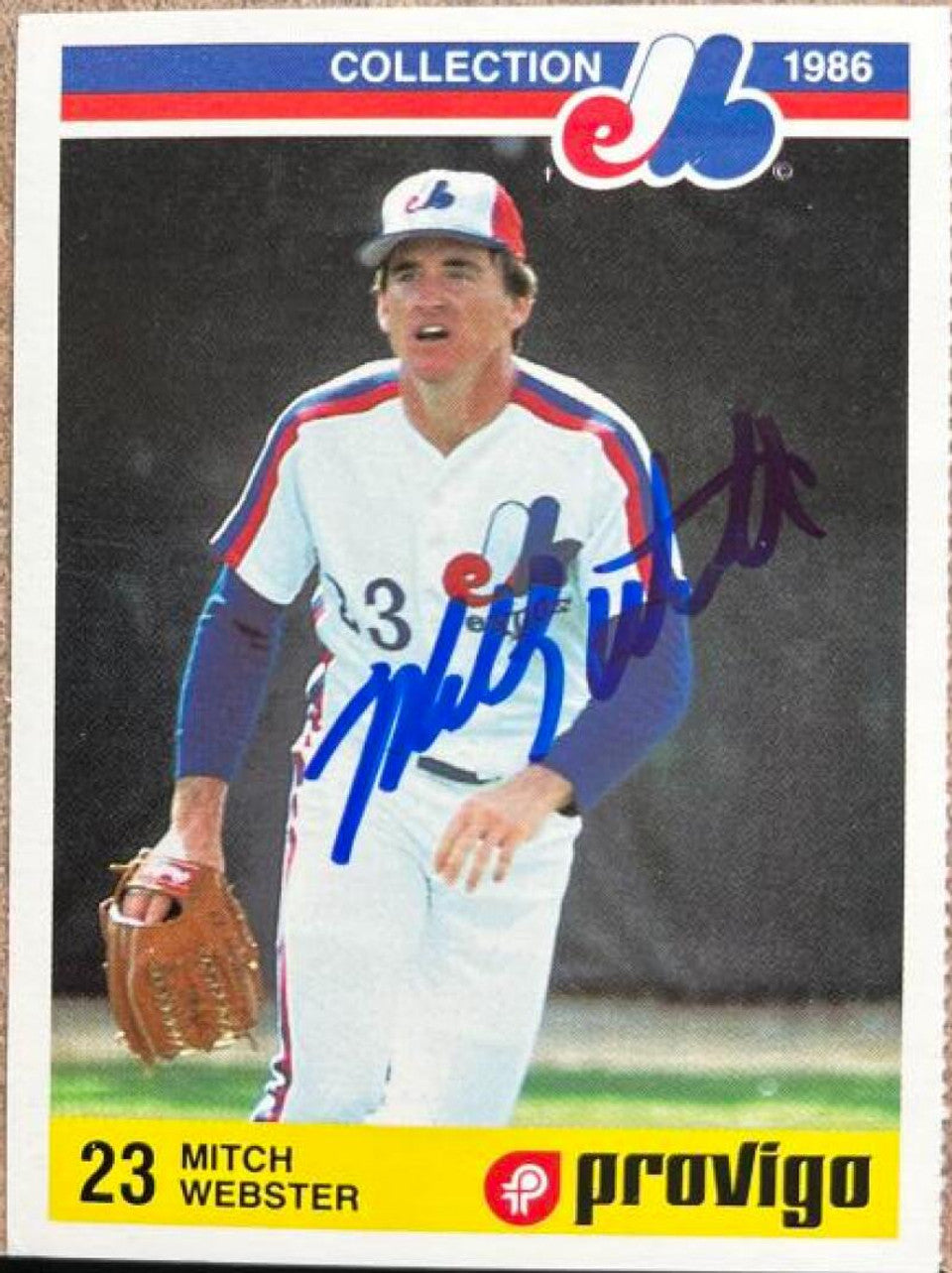 Mitch Webster Signed 1986 Provigo Baseball Card - Montreal Expos