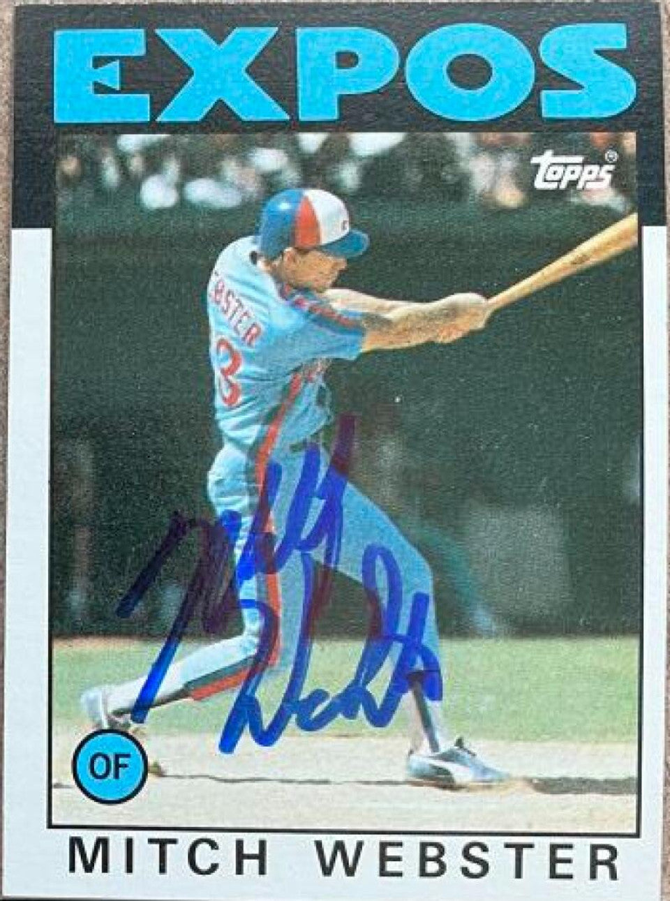 Mitch Webster Signed 1986 Topps Baseball Card - Montreal Expos