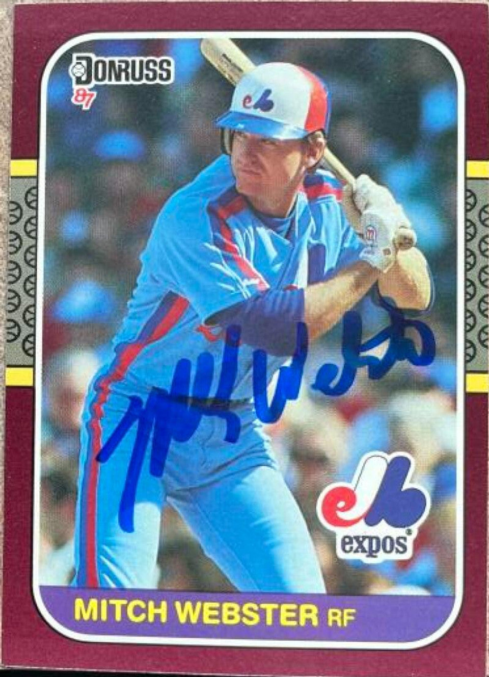 Mitch Webster Signed 1987 Donruss Opening Day Baseball Card - Montreal Expos