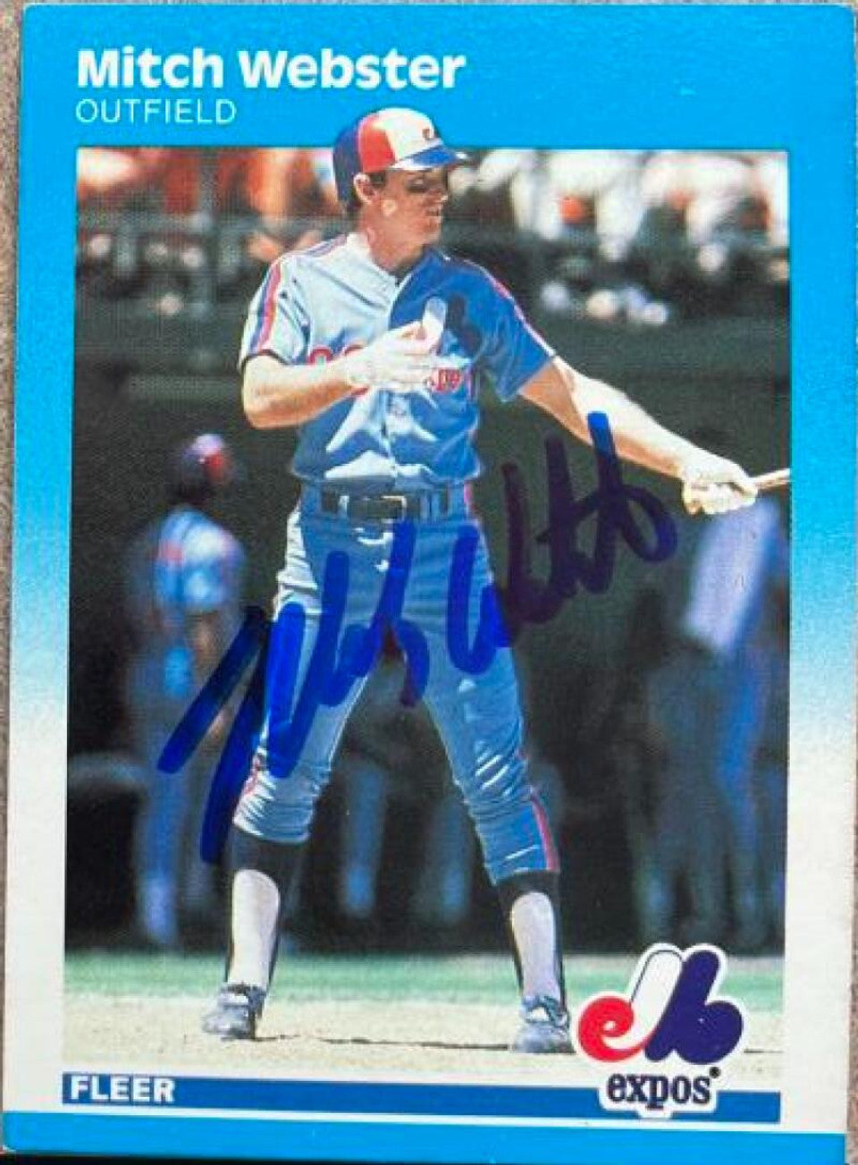 Mitch Webster Signed 1987 Fleer Baseball Card - Montreal Expos