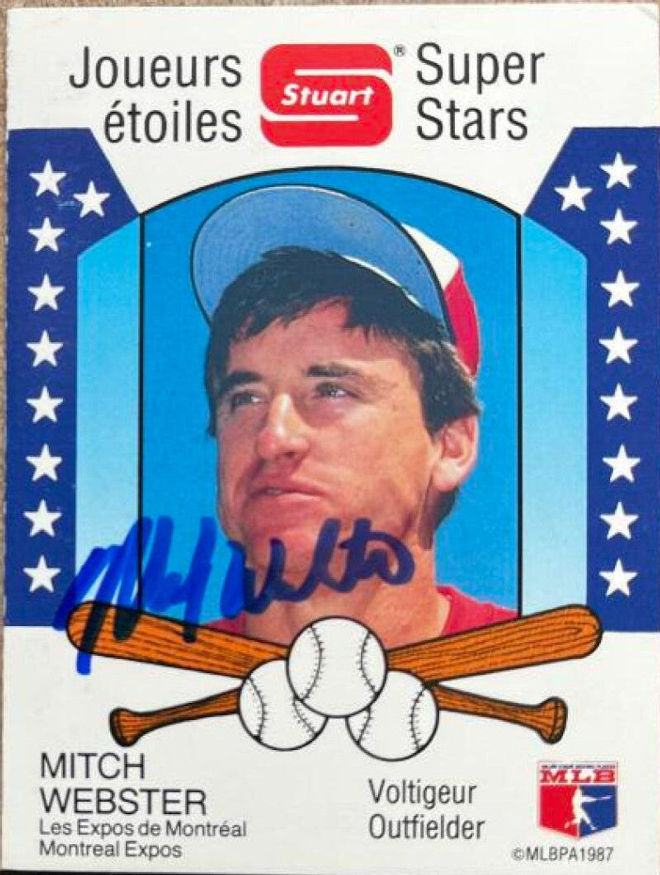 Mitch Webster Signed 1987 Stuart Super Stars Baseball Card - Montreal Expos