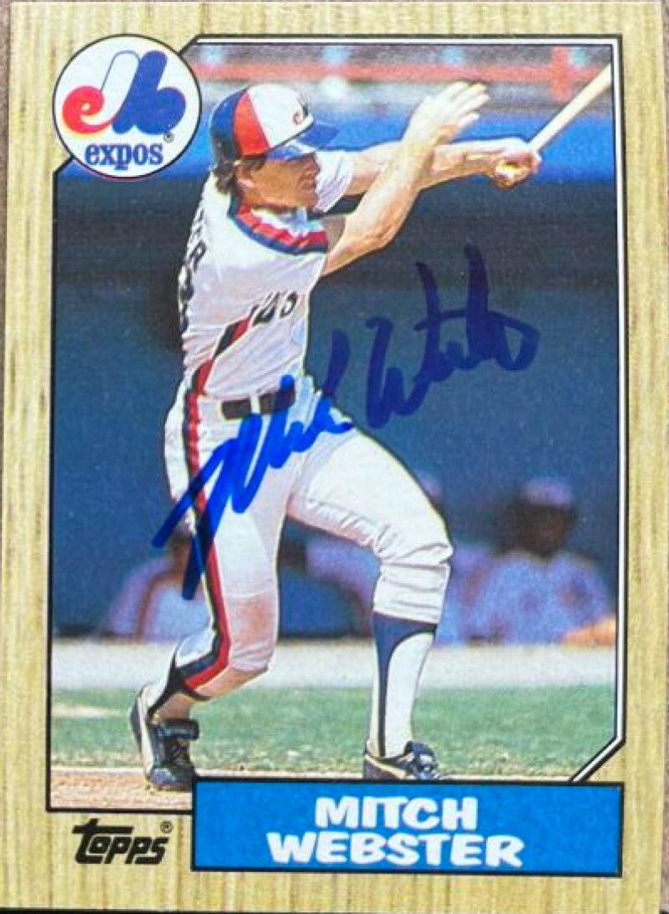 Mitch Webster Signed 1987 Topps Baseball Card - Montreal Expos