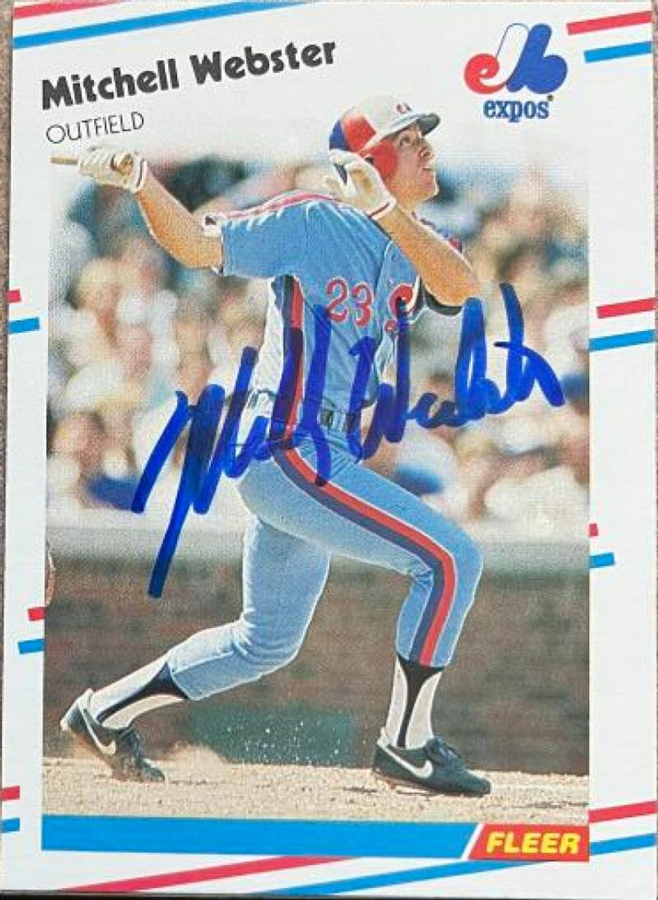 Mitch Webster Signed 1988 Fleer Baseball Card - Montreal Expos