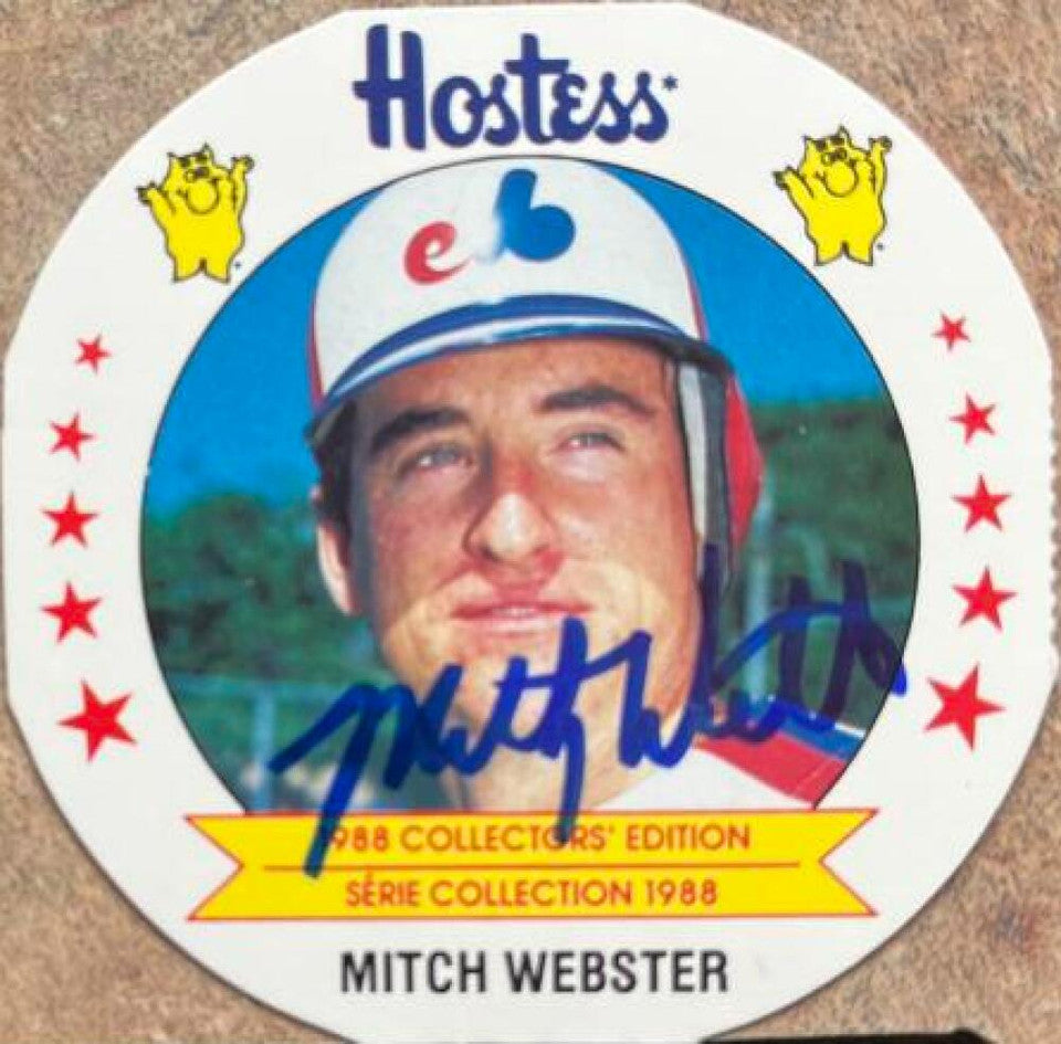 Mitch Webster Signed 1988 Hostess Discs Baseball Card - Montreal Expos