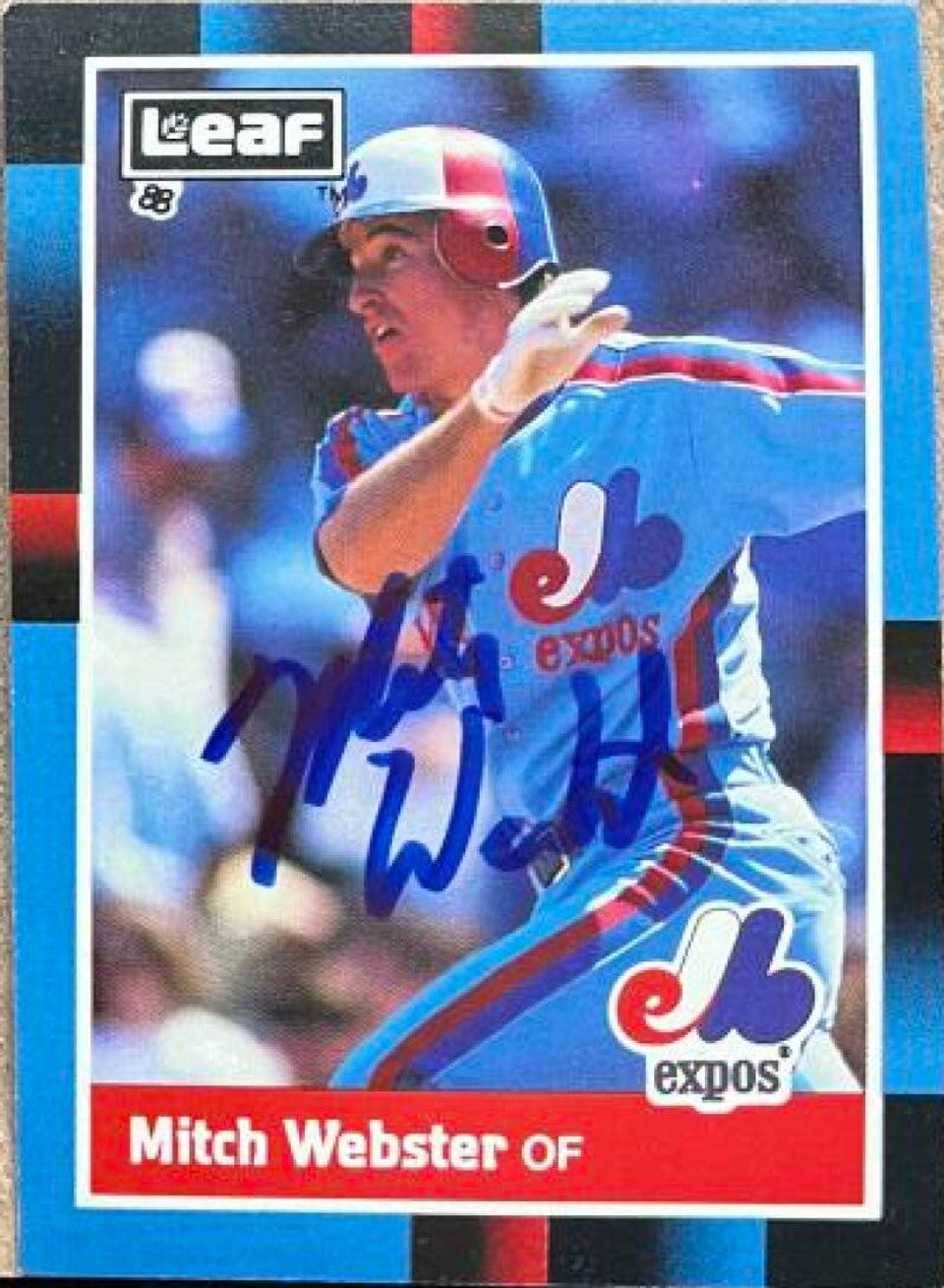 Mitch Webster Signed 1988 Leaf Baseball Card - Montreal Expos