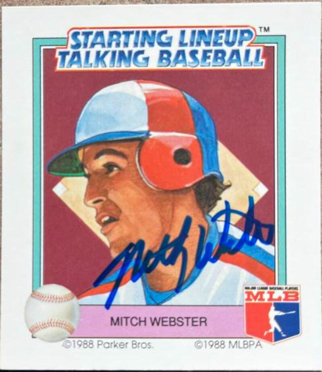 Mitch Webster Signed 1988 Parker Bros Starting Lineup Talking Baseball Card - Montreal Expos