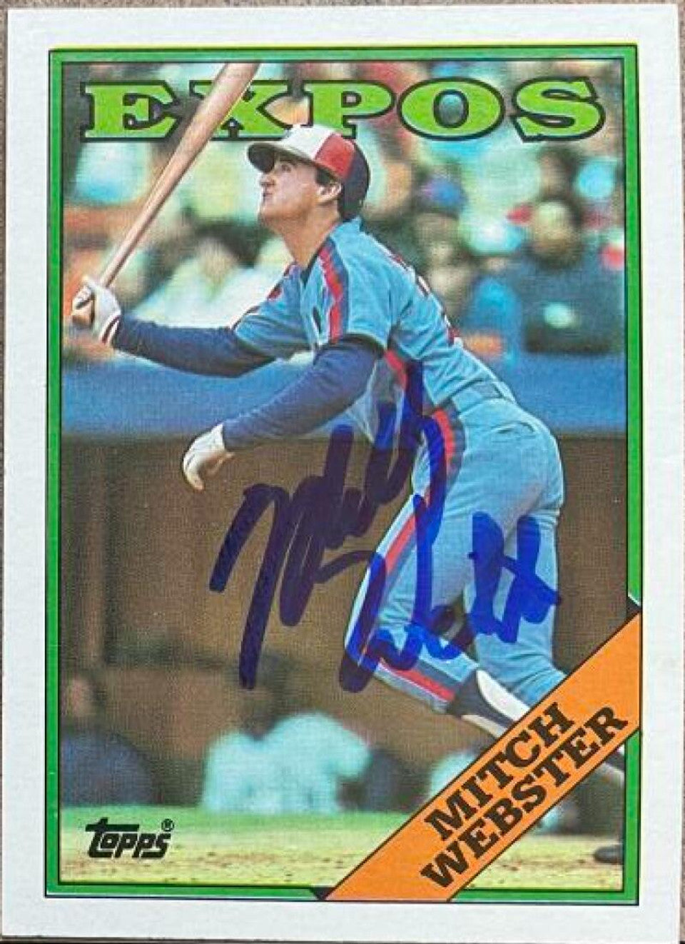 Mitch Webster Signed 1988 Topps Baseball Card - Montreal Expos