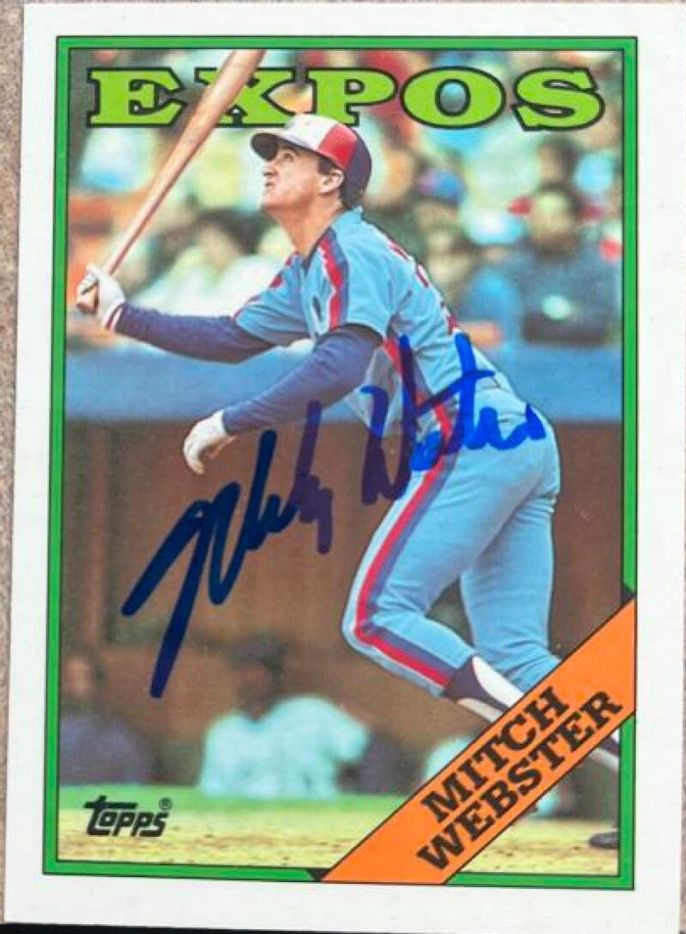 Mitch Webster Signed 1988 Topps Tiffany Baseball Card - Montreal Expos