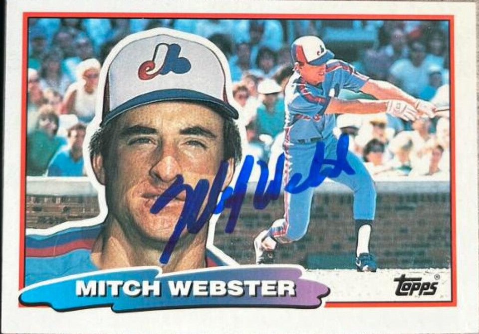 Mitch Webster Signed 1988 Topps Big Baseball Card - Montreal Expos