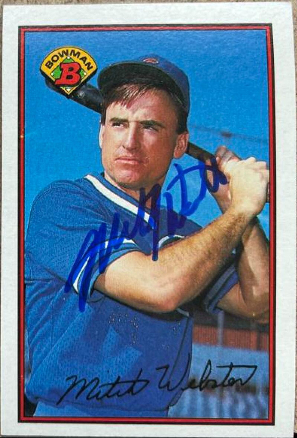 Mitch Webster Signed 1989 Bowman Baseball Card - Chicago Cubs