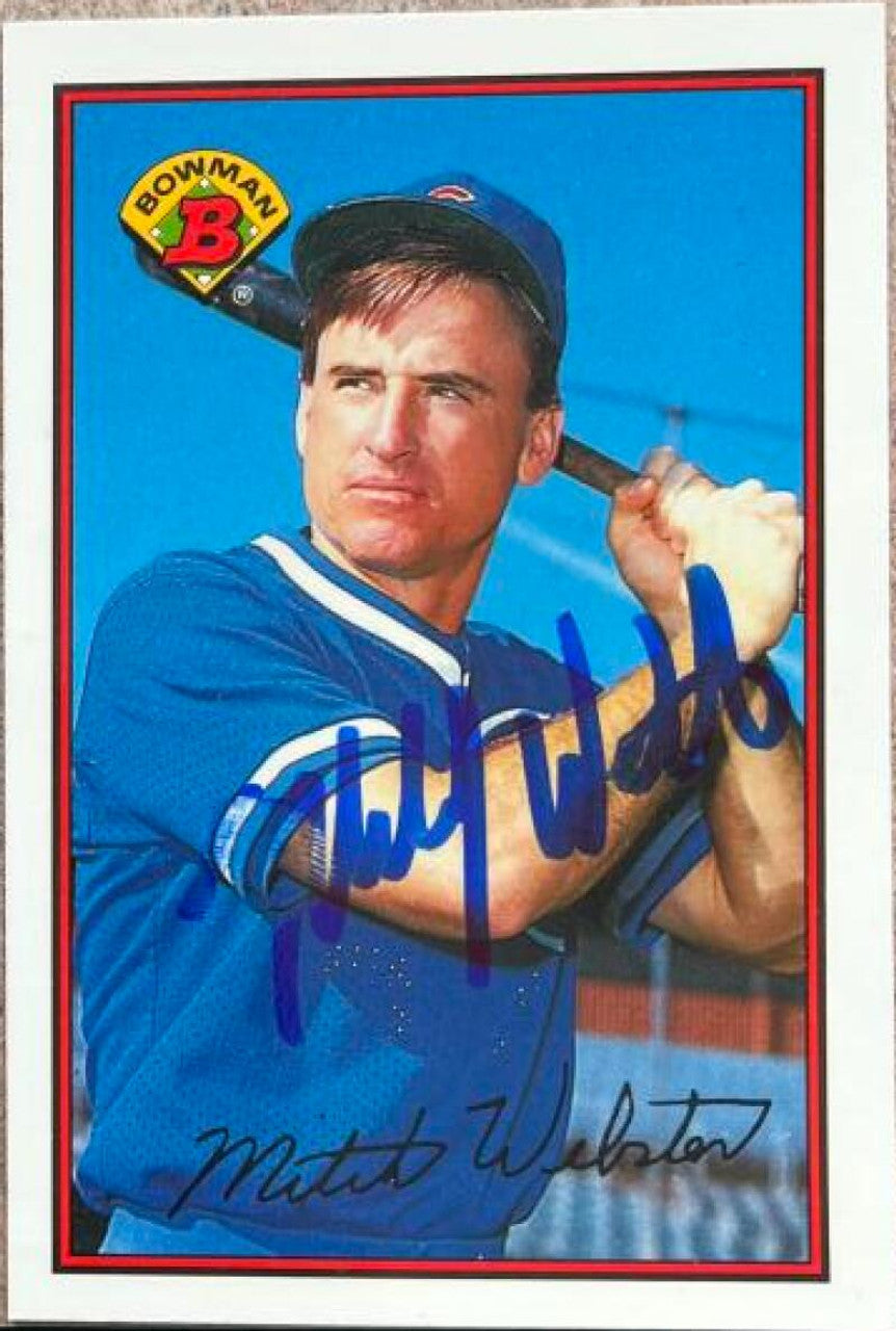 Mitch Webster Signed 1989 Bowman Tiffany Baseball Card - Chicago Cubs