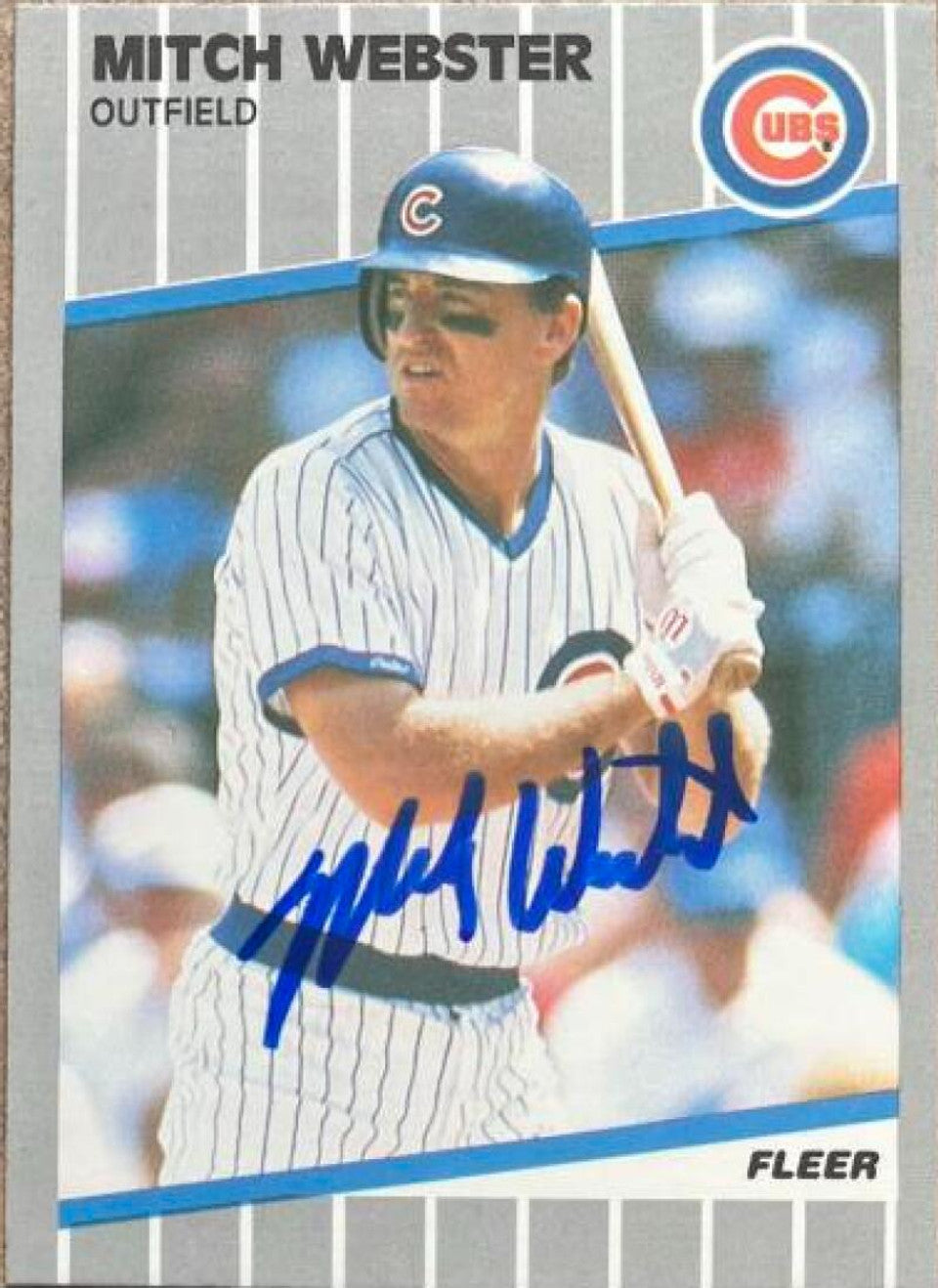 Mitch Webster Signed 1989 Fleer Baseball Card - Chicago Cubs