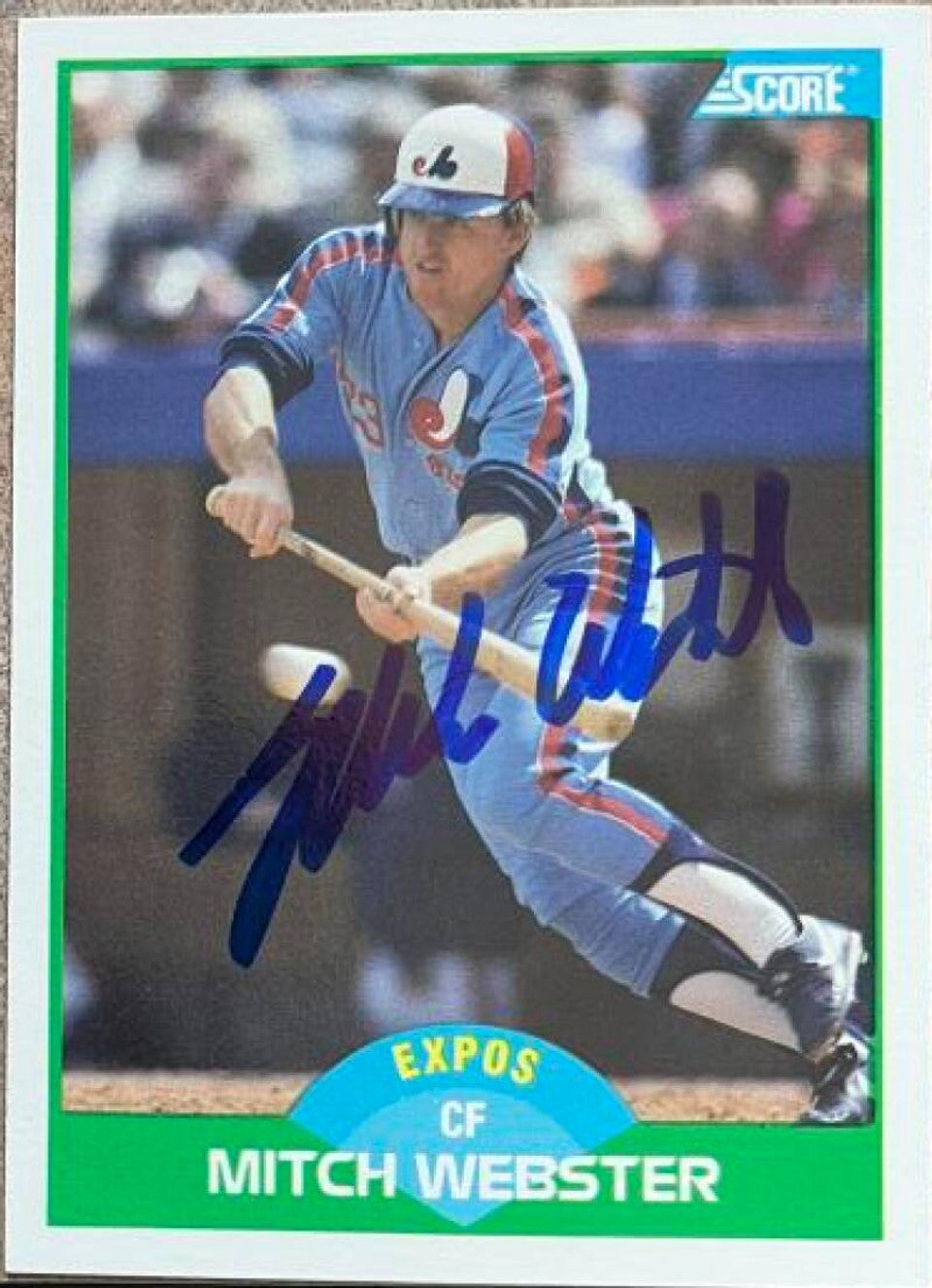 Mitch Webster Signed 1989 Score Baseball Card - Montreal Expos