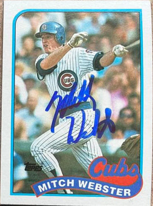 ミッチ・ウェブスター直筆サイン入り 1989 Topps ベースボールカード - シカゴ・カブス
