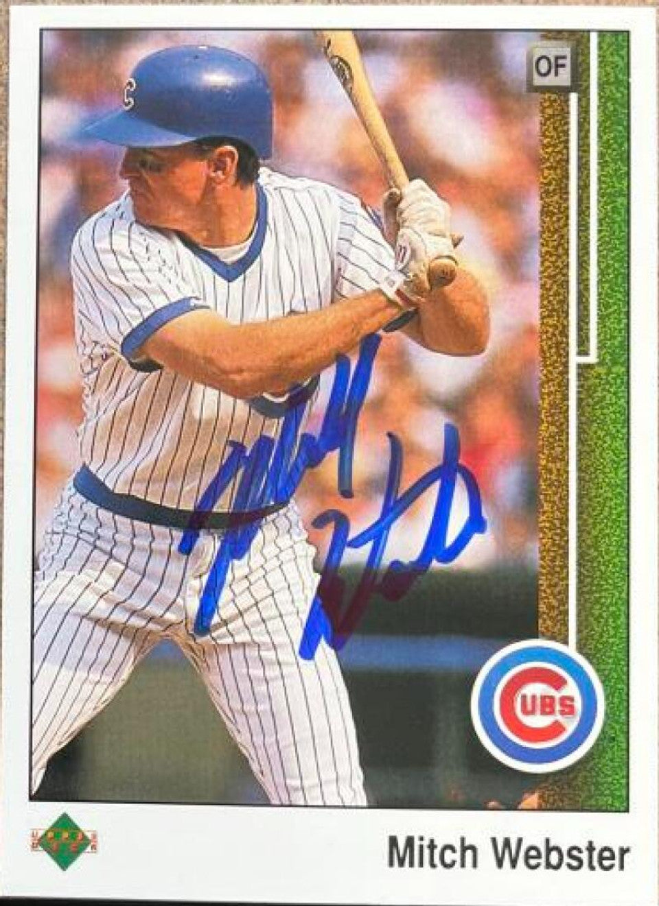 Mitch Webster Signed 1989 Upper Deck Baseball Card - Chicago Cubs