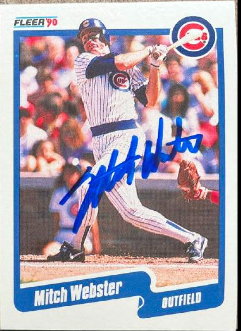 Mitch Webster Signed 1990 Fleer Baseball Card - Chicago Cubs