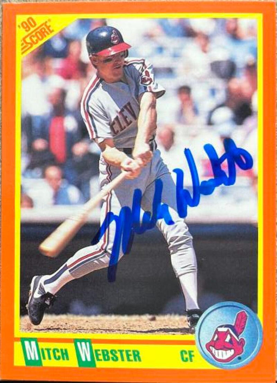 Mitch Webster Signed 1990 Score Rookie & Traded Baseball Card - Cleveland Indians