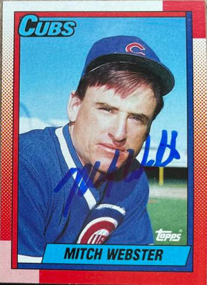 ミッチ・ウェブスター直筆サイン入り 1990 Topps ベースボールカード - シカゴ・カブス