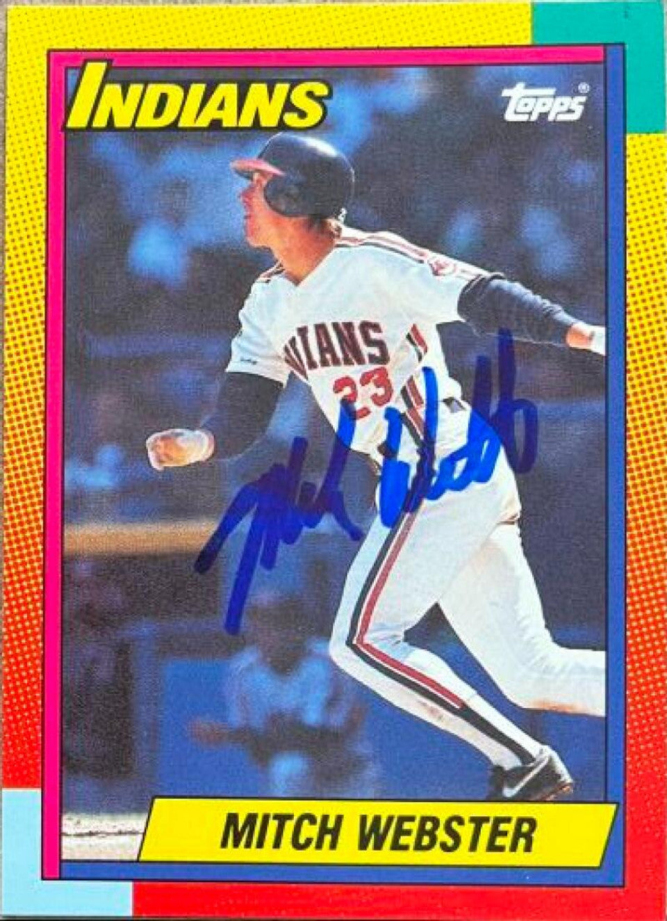 Mitch Webster Signed 1990 Topps Traded Baseball Card - Cleveland Indians