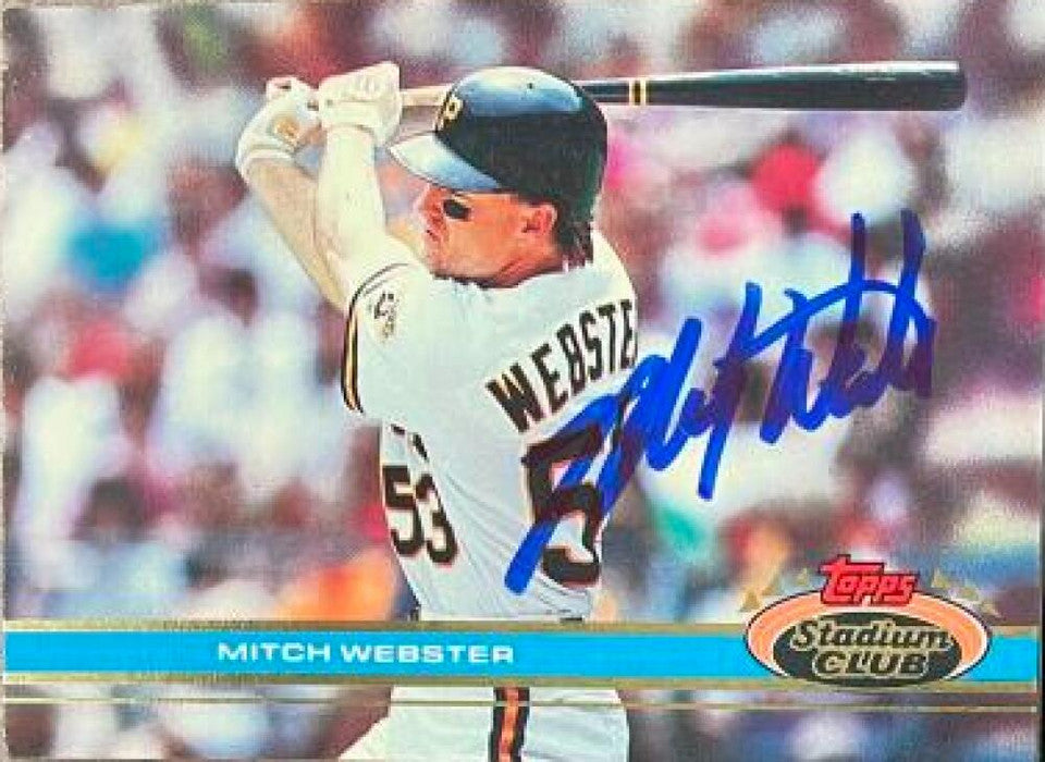 Mitch Webster Signed 1991 Stadium Club Baseball Card - Pittsburgh Pirates