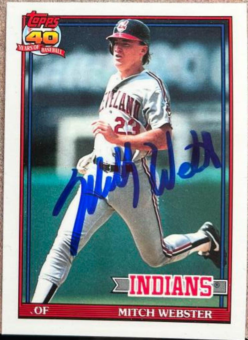 Mitch Webster Signed 1991 Topps Tiffany Baseball Card - Cleveland Indians