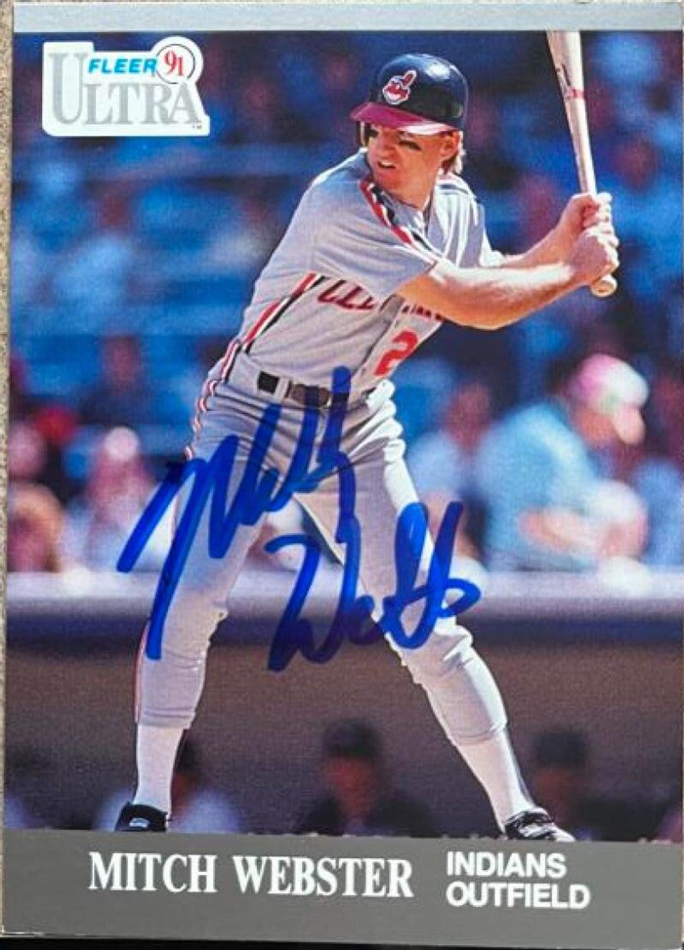 Mitch Webster Signed 1991 Fleer Ultra Baseball Card - Cleveland Indians