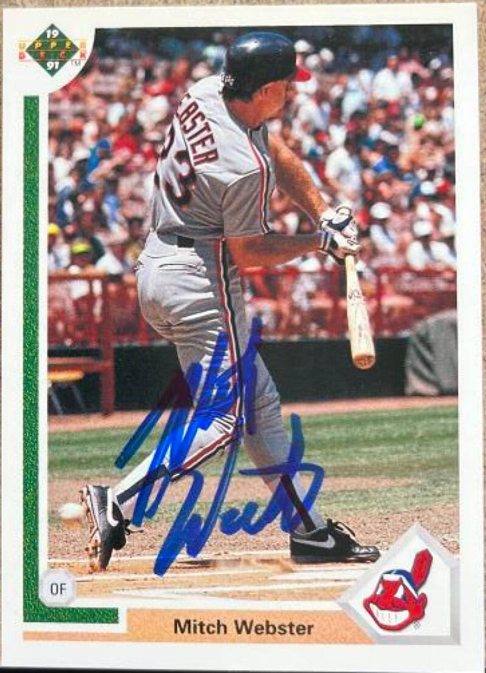 Mitch Webster Signed 1991 Upper Deck Baseball Card - Cleveland Indians