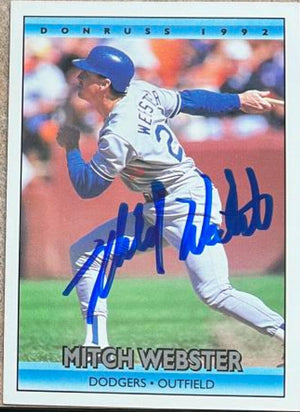 Mitch Webster Signed 1992 Donruss Baseball Card - Los Angeles Dodgers