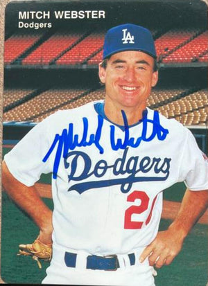 Mitch Webster Signed 1992 Mother's Cookies Baseball Card - Los Angeles Dodgers