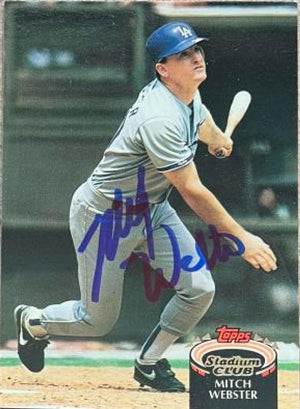 Mitch Webster Signed 1992 Stadium Club Baseball Card - Los Angeles Dodgers